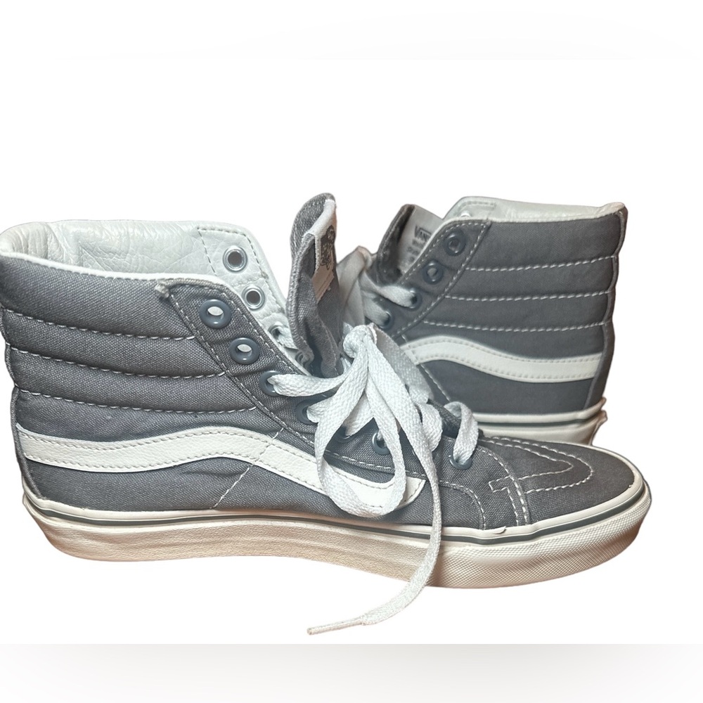 Vans Off The Wall High Top Gray White  Mens 5.5 Womens 7 Skate Shoes - Picture 6 of 8